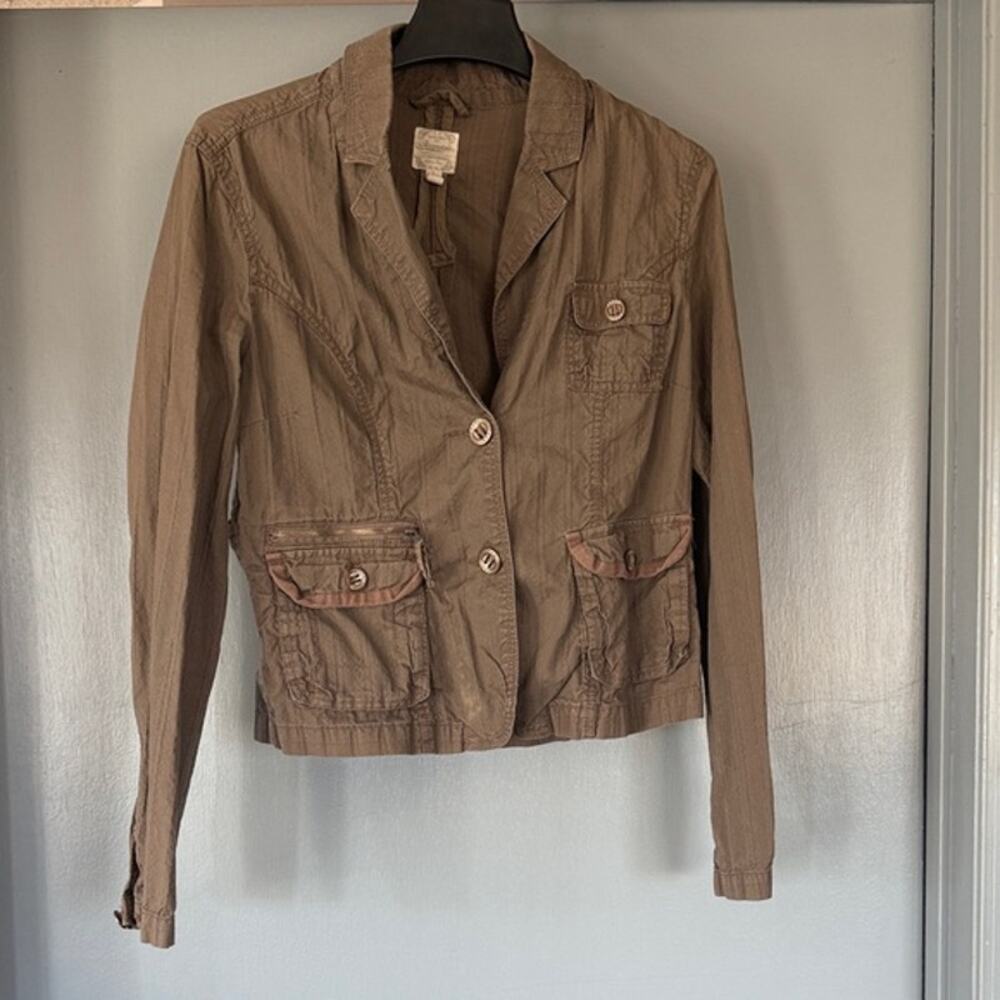 Aeropostale 2-Button Front Cotton Jacket Long Sleeves Zip Button Pocket sz L Y2K